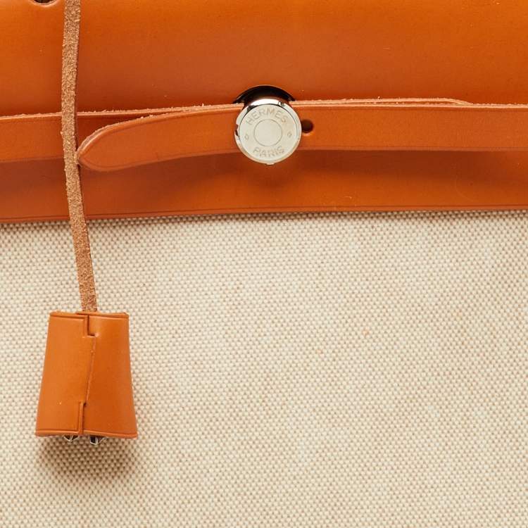 Pre Owned Hermès Ecru/Natural Toile Canvas and Vache Leather Herbag 39 Bag