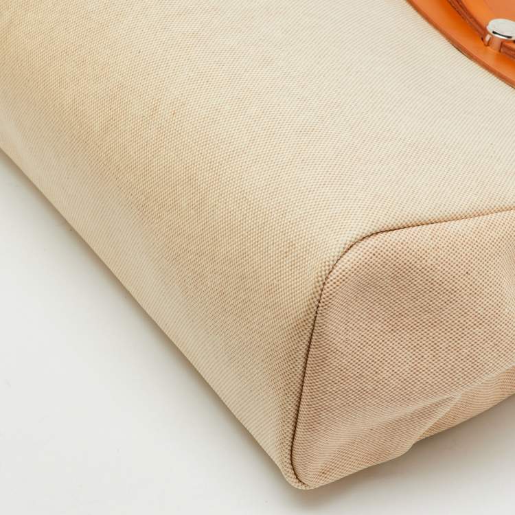 Pre Owned Hermès Ecru/Natural Toile Canvas and Vache Leather Herbag 39 Bag