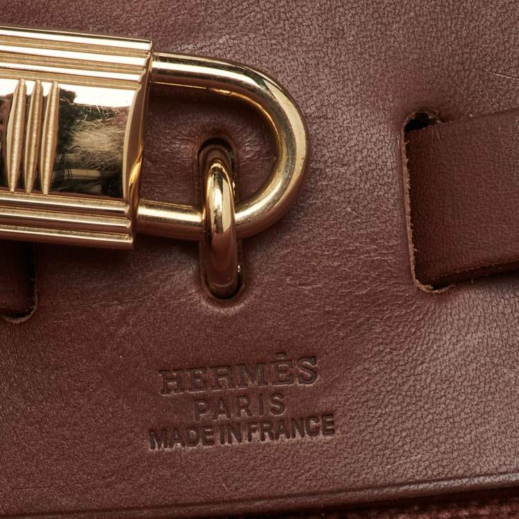 Pre Owned Hermès Rouge H Toile Canvas and Vache Hunter Leather Herbag 31 Bag
