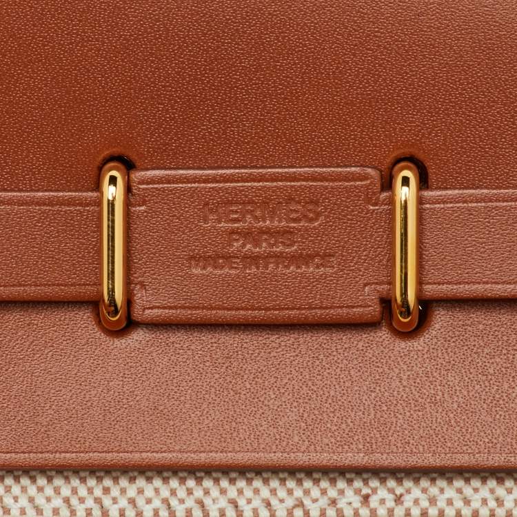 Pre Owned Hermès Ecru/Natural Toile Canvas and Vache Hunter Leather Herbag Zip 20 Bag