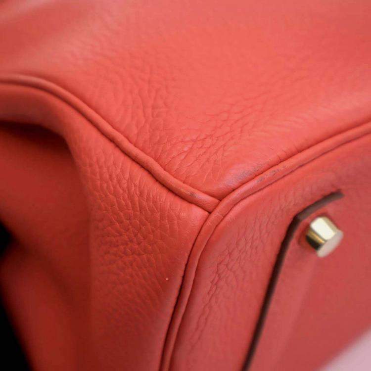 Pre Owned Hermes Birkin 35 Rose Jaipur Pink Red Togo Leather Top Handle Bag