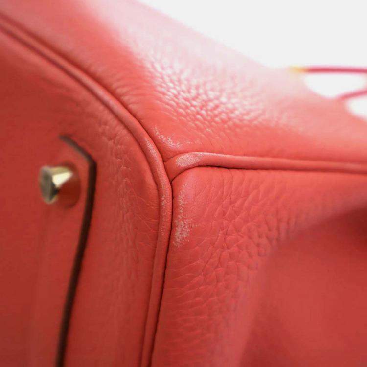 Pre Owned Hermes Birkin 35 Rose Jaipur Pink Red Togo Leather Top Handle Bag