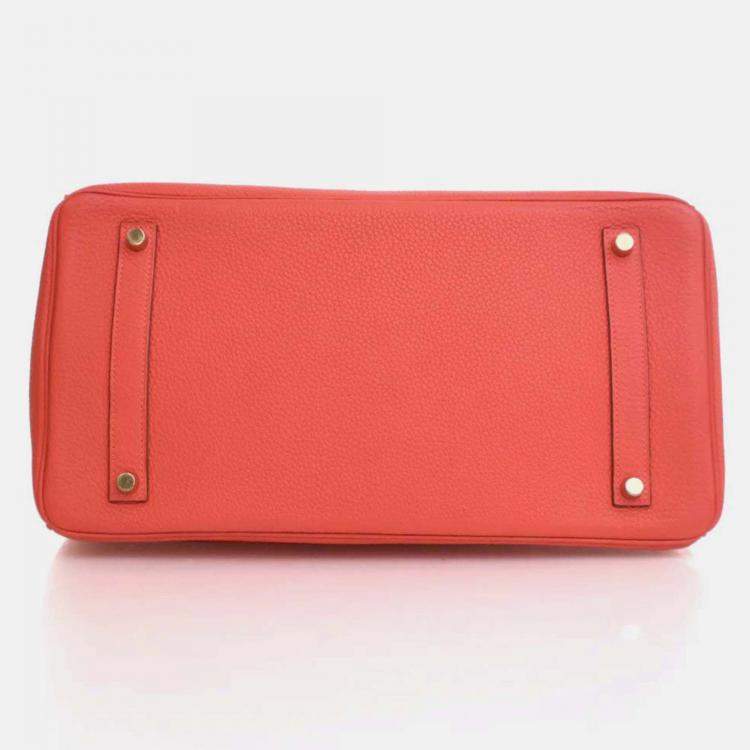 Pre Owned Hermes Birkin 35 Rose Jaipur Pink Red Togo Leather Top Handle Bag