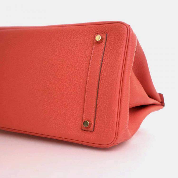 Pre Owned Hermes Birkin 35 Rose Jaipur Pink Red Togo Leather Top Handle Bag