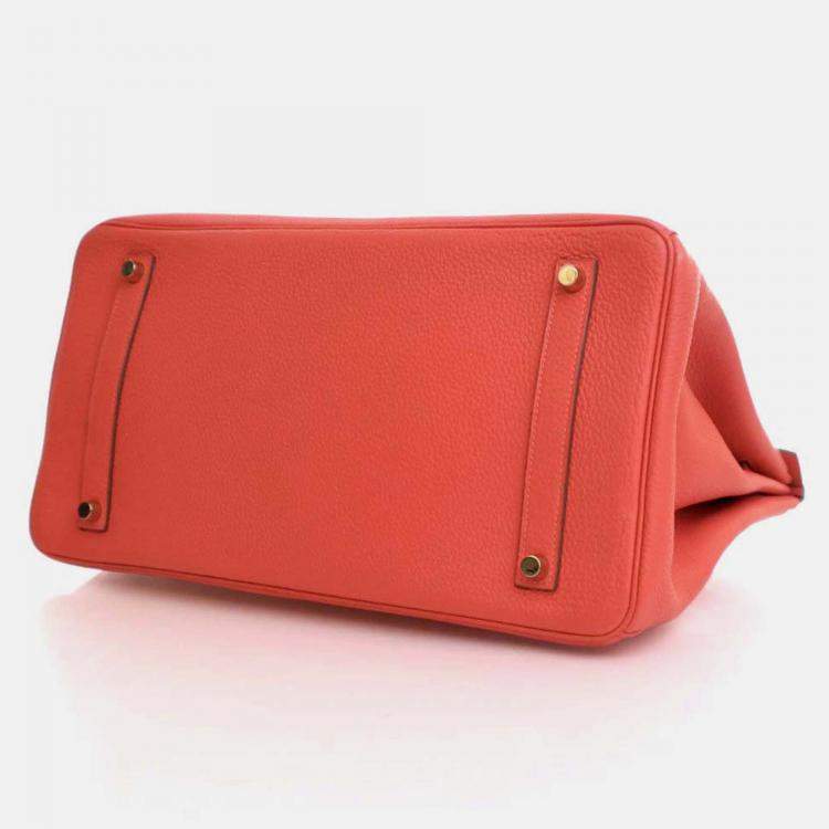 Pre Owned Hermes Birkin 35 Rose Jaipur Pink Red Togo Leather Top Handle Bag