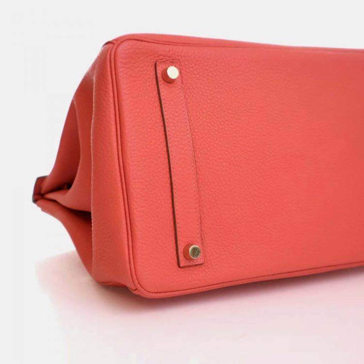 Pre Owned Hermes Birkin 35 Rose Jaipur Pink Red Togo Leather Top Handle Bag