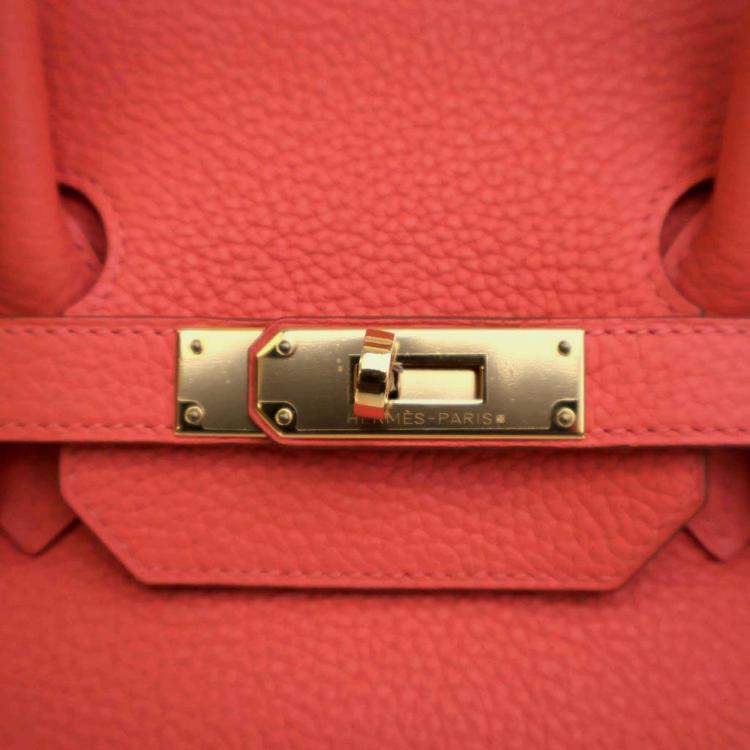 Pre Owned Hermes Birkin 35 Rose Jaipur Pink Red Togo Leather Top Handle Bag