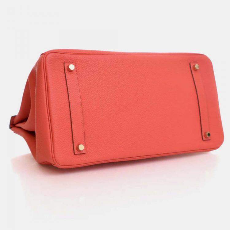 Pre Owned Hermes Birkin 35 Rose Jaipur Pink Red Togo Leather Top Handle Bag