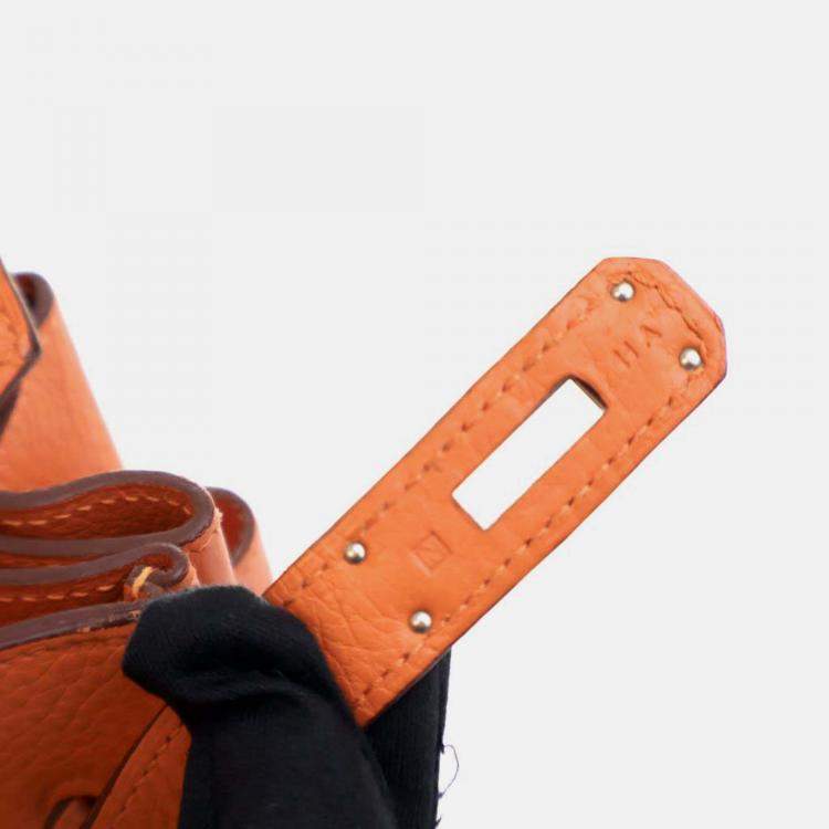 Pre Owned Hermes Birkin 35 Orange Togo Leather Top Handle Bag