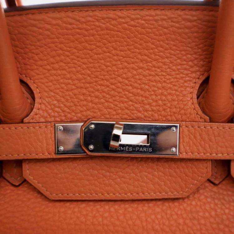 Pre Owned Hermes Birkin 35 Orange Togo Leather Top Handle Bag