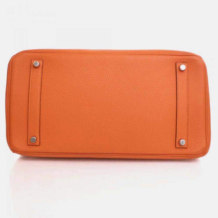Pre Owned Hermes Birkin 35 Orange Togo Leather Top Handle Bag