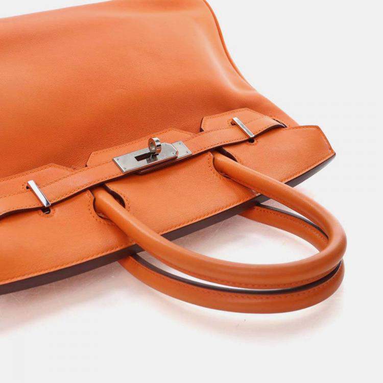 Pre Owned Hermes Birkin 30  Orange Swift Bag 