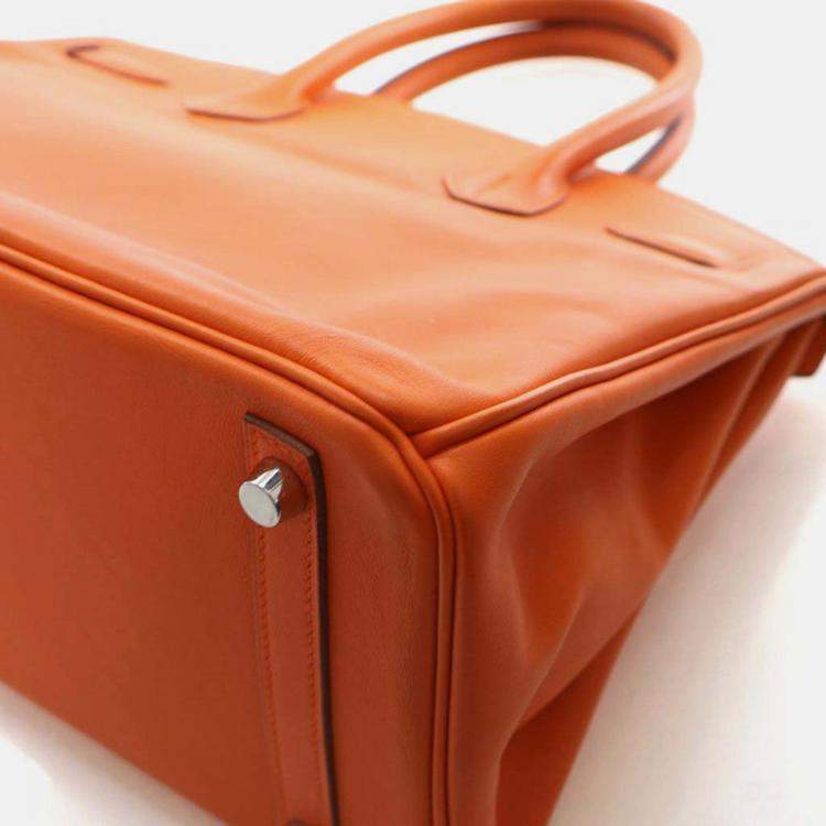 Pre Owned Hermes Birkin 30  Orange Swift Bag 