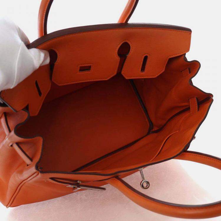 Pre Owned Hermes Birkin 30  Orange Swift Bag 