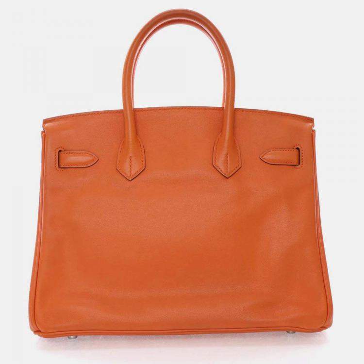 Pre Owned Hermes Birkin 30  Orange Swift Bag 