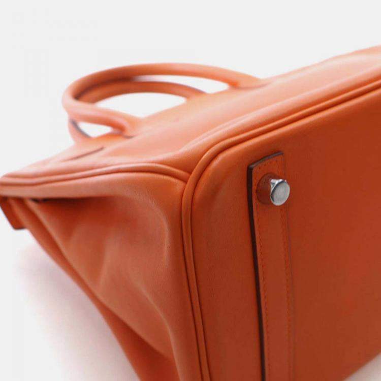 Pre Owned Hermes Birkin 30  Orange Swift Bag 