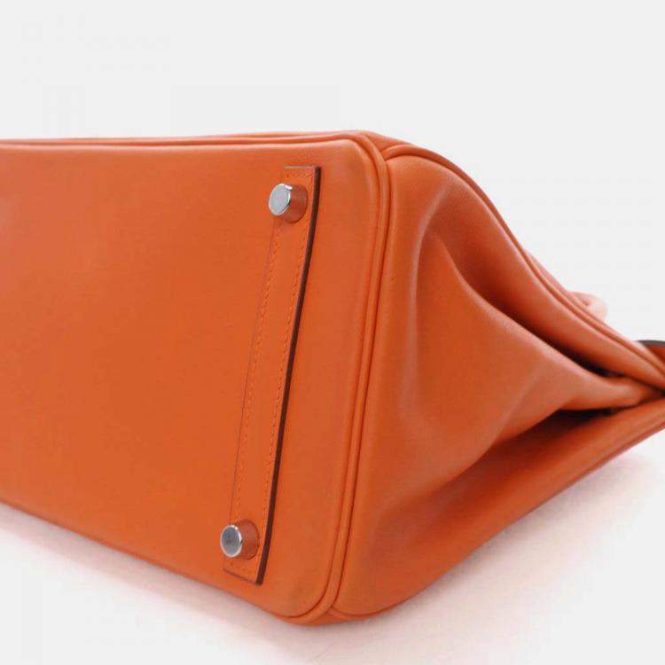 Pre Owned Hermes Birkin 30  Orange Swift Bag 