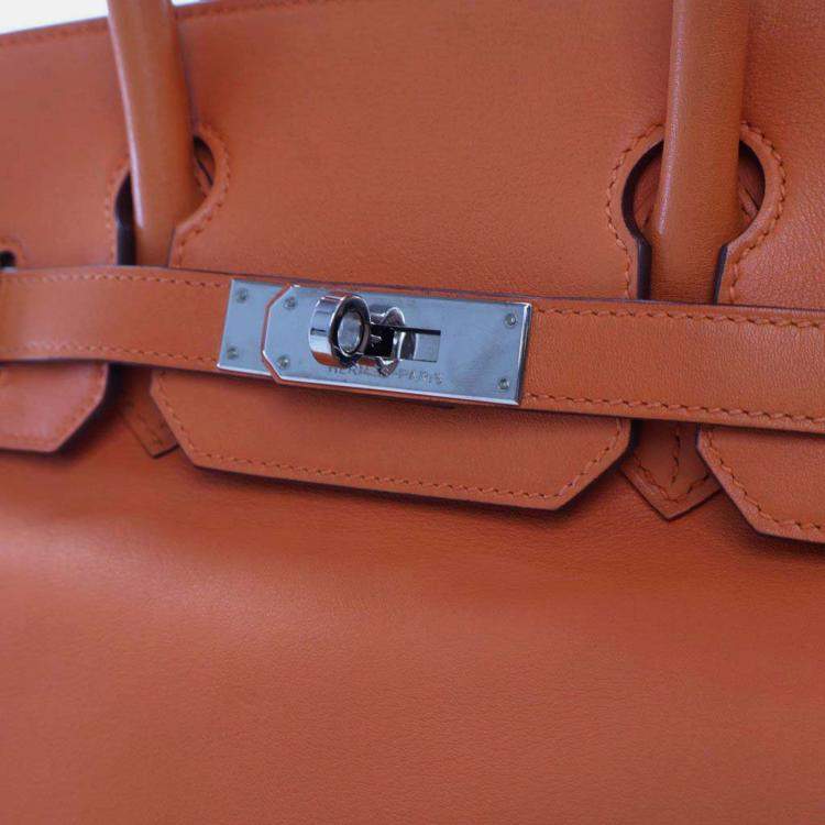 Pre Owned Hermes Birkin 30  Orange Swift Bag 