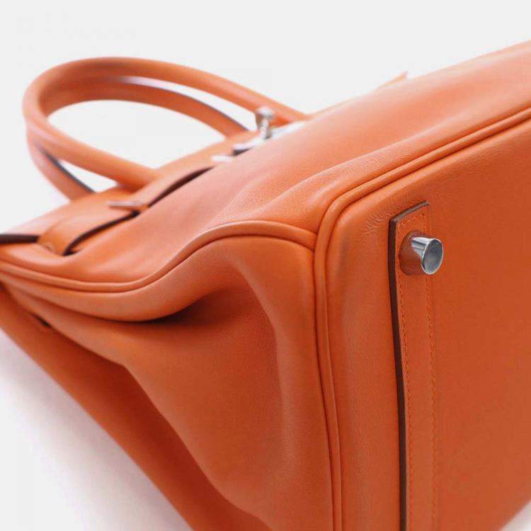 Pre Owned Hermes Birkin 30  Orange Swift Bag 