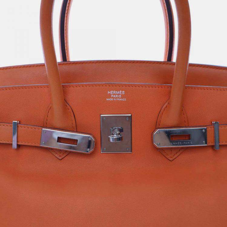 Pre Owned Hermes Birkin 30  Orange Swift Bag 