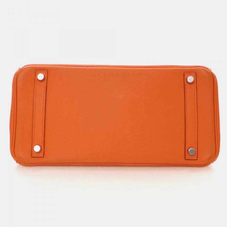 Pre Owned Hermes Birkin 30  Orange Swift Bag 