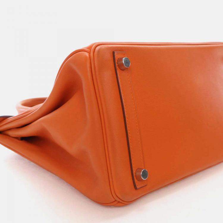 Pre Owned Hermes Birkin 30  Orange Swift Bag 