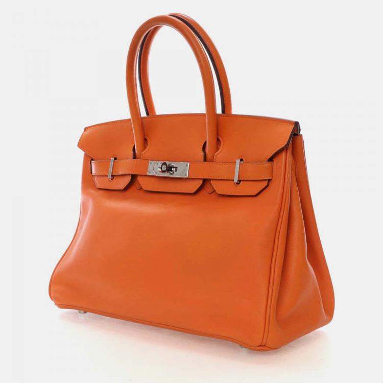 Pre Owned Hermes Birkin 30  Orange Swift Bag 