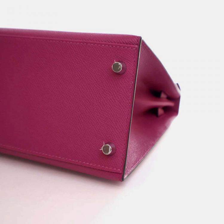 Pre Owned Hermes Kelly Sellier 28 Rose Pourpre Epsom Leather Handbag