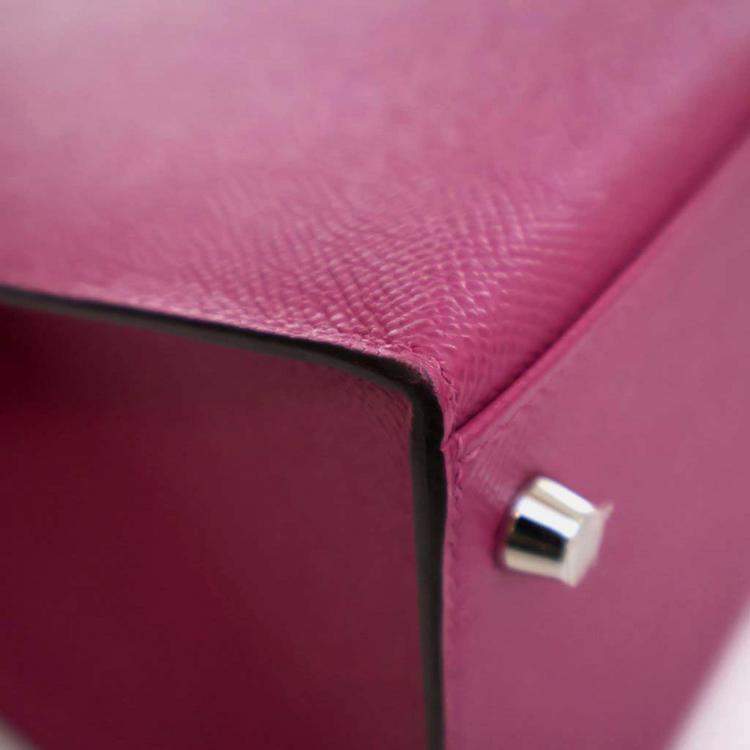 Pre Owned Hermes Kelly Sellier 28 Rose Pourpre Epsom Leather Handbag