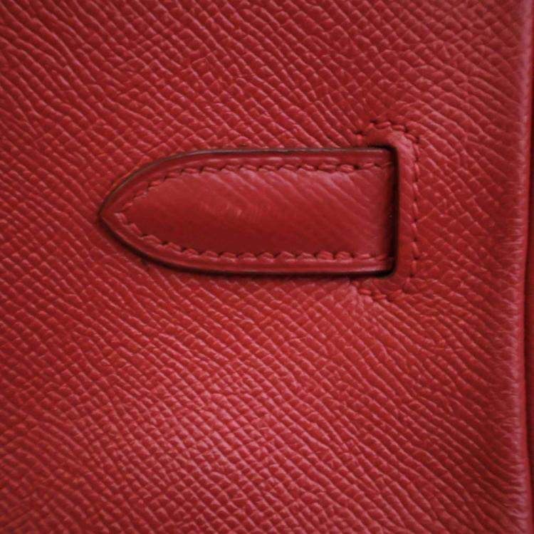 Pre Owned Hermes Birkin 35 Vintage Rouge Vif Epsom Leather Handbag