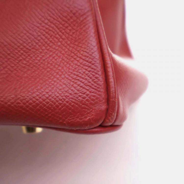 Pre Owned Hermes Birkin 35 Vintage Rouge Vif Epsom Leather Handbag