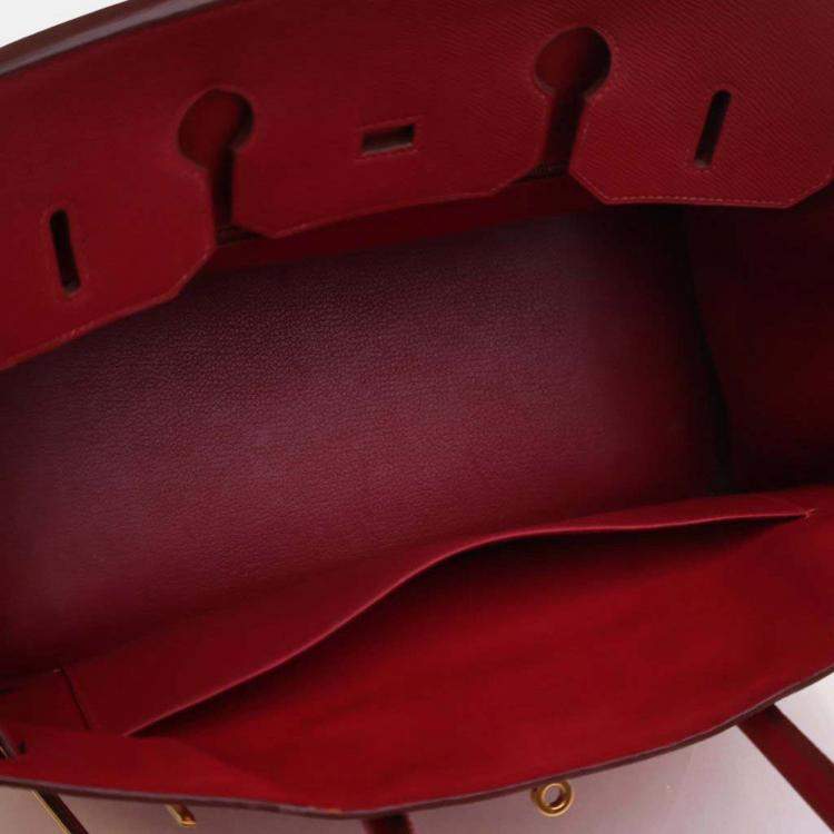 Pre Owned Hermes Birkin 35 Vintage Rouge Vif Epsom Leather Handbag