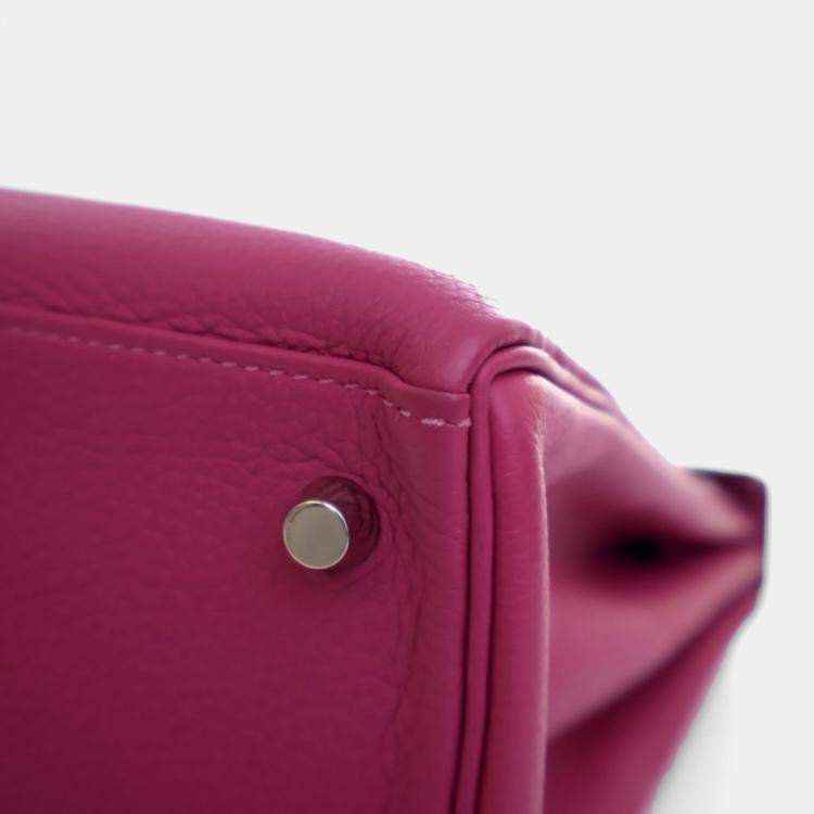 Pre Owned Hermes Kelly 28 Rose Pourpre Togo Leather Handbag