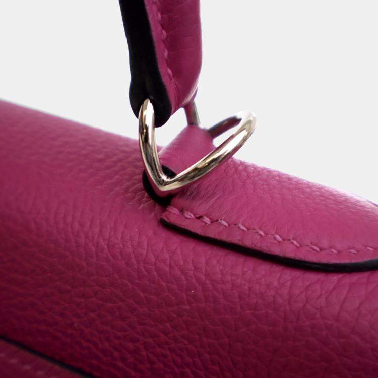 Pre Owned Hermes Kelly 28 Rose Pourpre Togo Leather Handbag