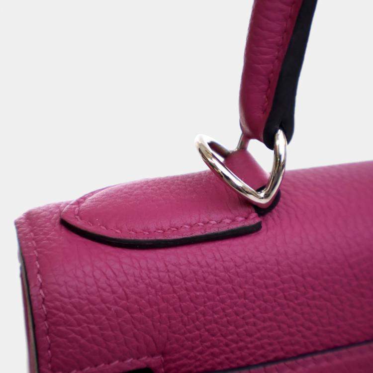 Pre Owned Hermes Kelly 28 Rose Pourpre Togo Leather Handbag