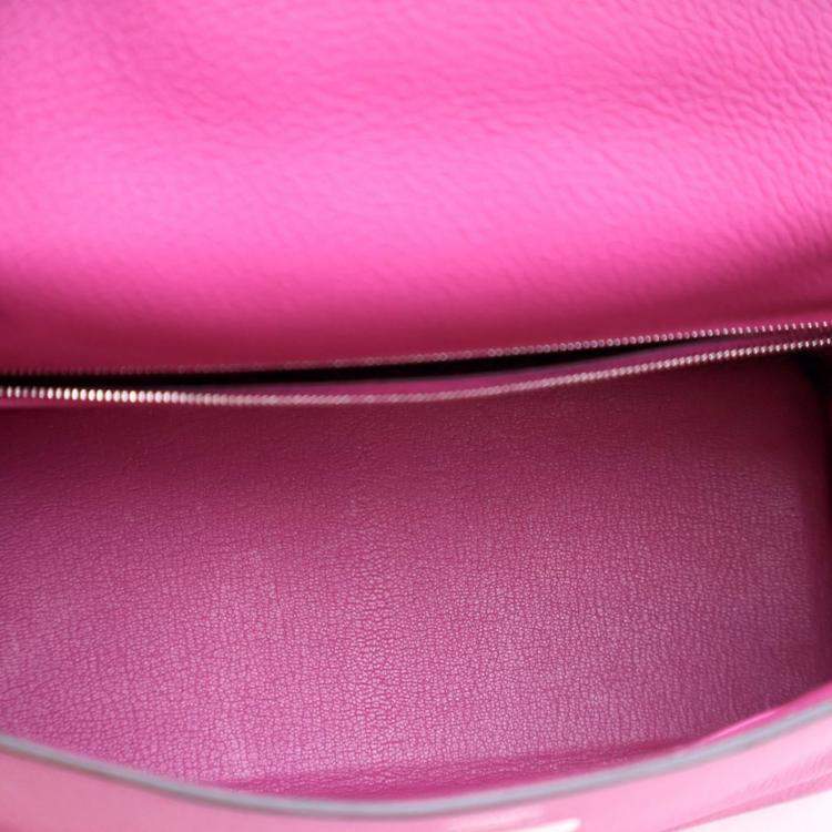 Pre Owned Hermes Kelly 28 Rose Pourpre Togo Leather Handbag
