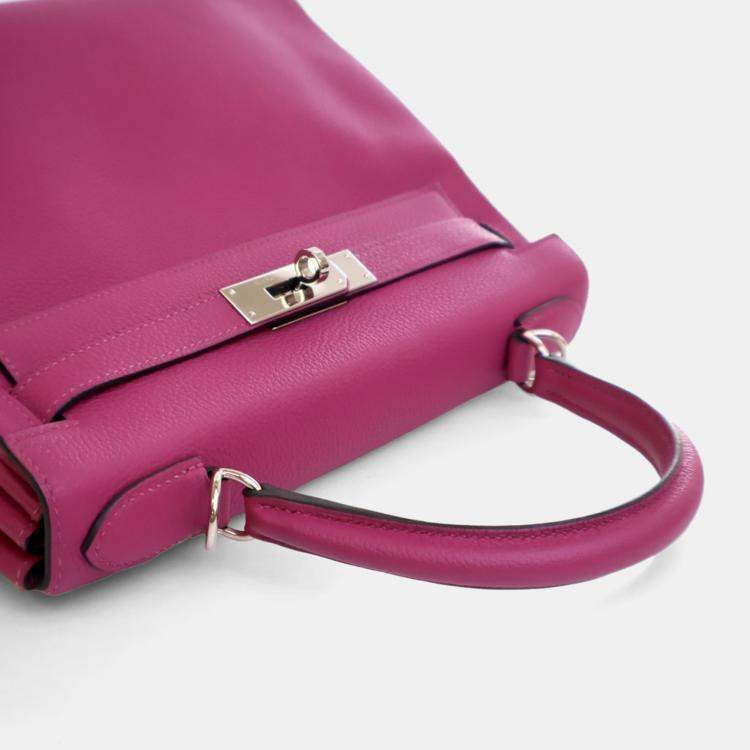 Pre Owned Hermes Kelly 28 Rose Pourpre Togo Leather Handbag