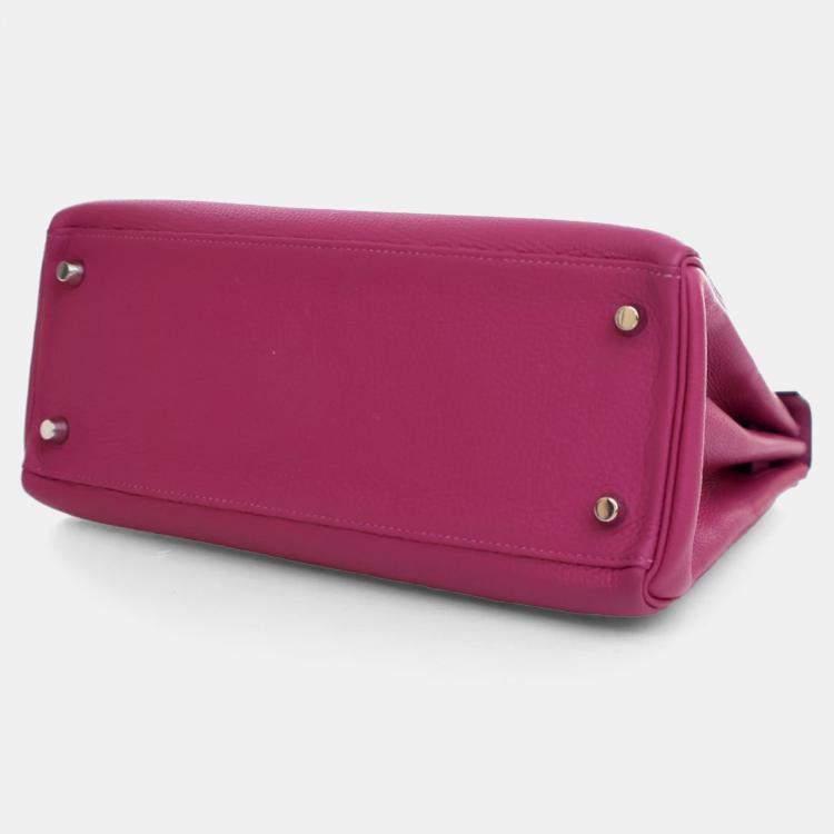 Pre Owned Hermes Kelly 28 Rose Pourpre Togo Leather Handbag