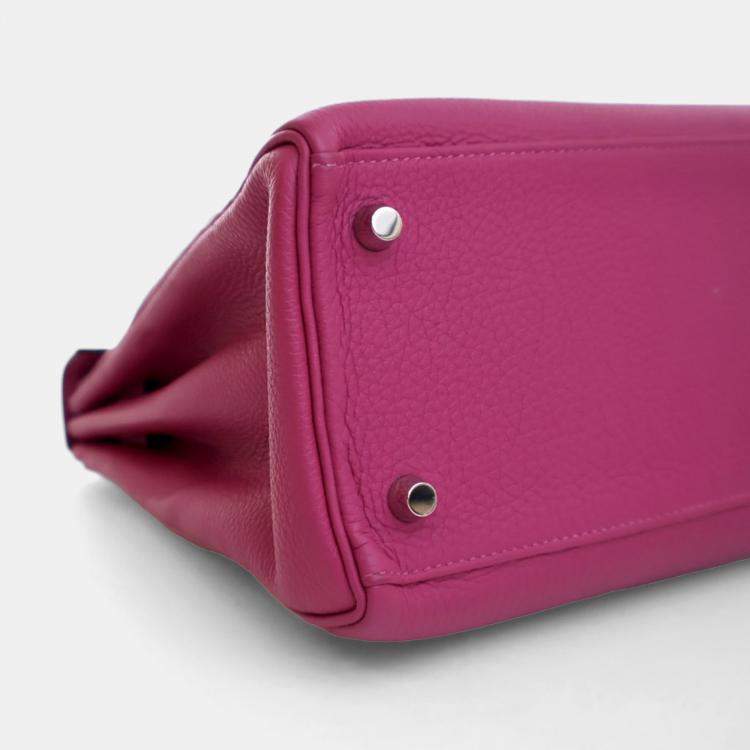 Pre Owned Hermes Kelly 28 Rose Pourpre Togo Leather Handbag