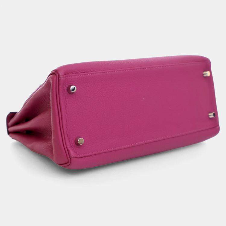 Pre Owned Hermes Kelly 28 Rose Pourpre Togo Leather Handbag