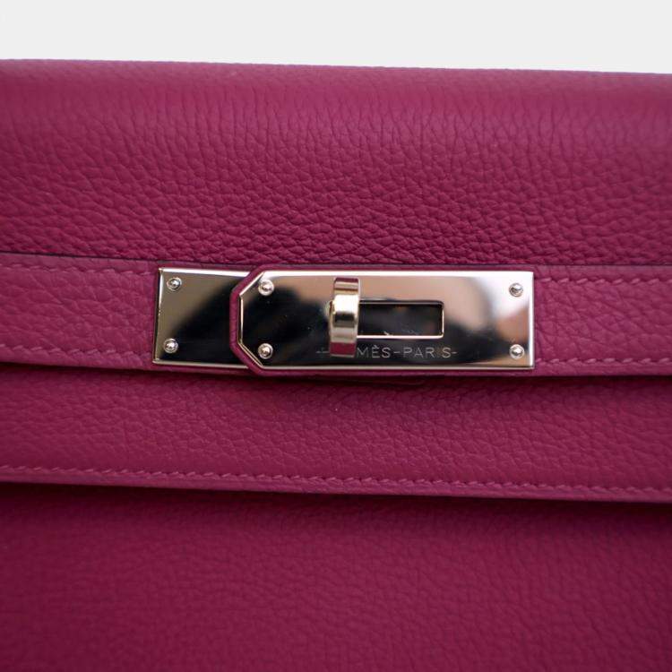 Pre Owned Hermes Kelly 28 Rose Pourpre Togo Leather Handbag