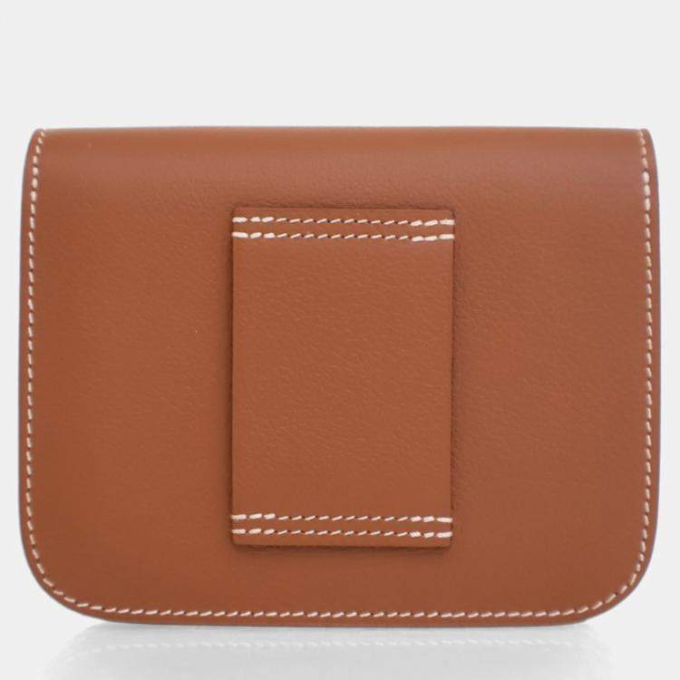 Pre Owned Hermes Constance Slim Wallet Gold Evercolor Leather Wallet