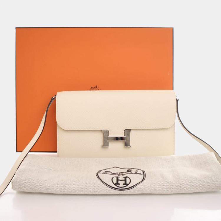 Pre Owned Hermes Constance To Go Wallet Craie Epsom Leather Wallet