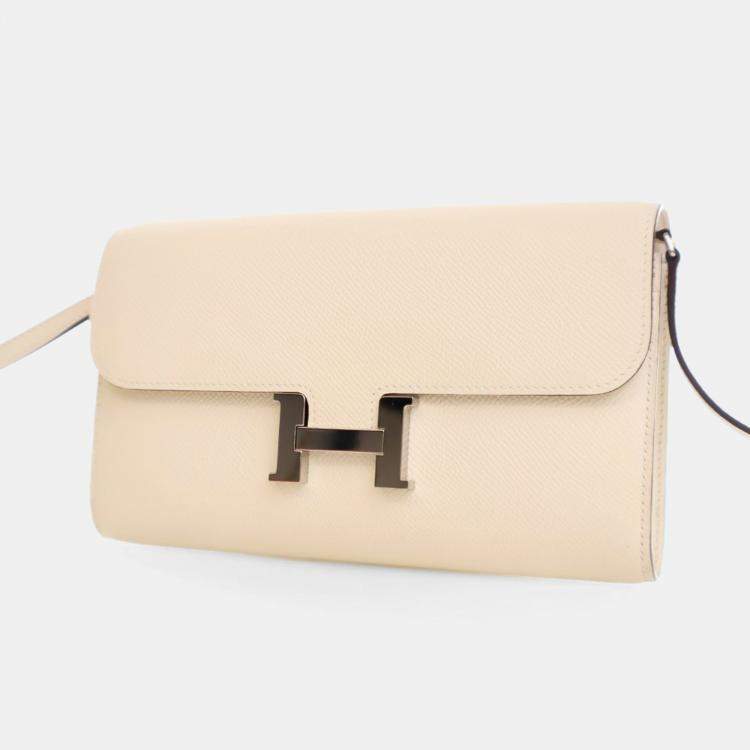 Pre Owned Hermes Constance To Go Wallet Craie Epsom Leather Wallet