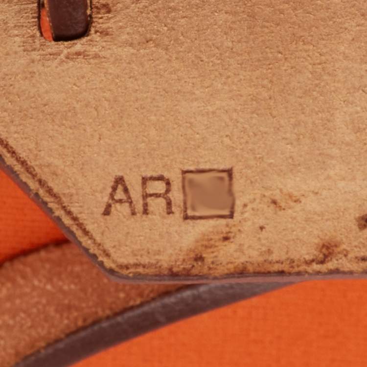 Pre Owned Hermès Orange/Natural Canvas and Vache Hunter Leather Herbag Zip 31 Bag
