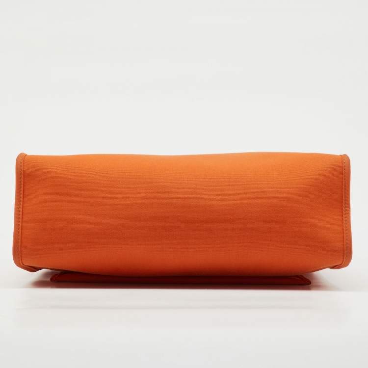 Pre Owned Hermès Orange/Natural Canvas and Vache Hunter Leather Herbag Zip 31 Bag