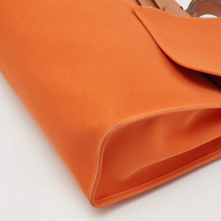 Pre Owned Hermès Orange/Natural Canvas and Vache Hunter Leather Herbag Zip 31 Bag