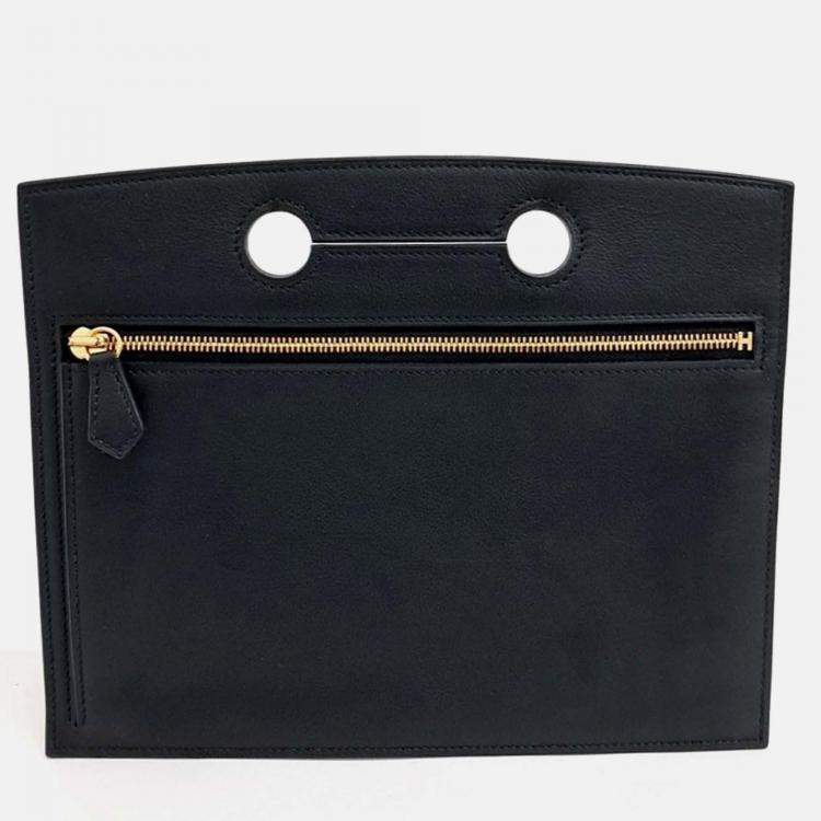 Pre Owned Hermes Black Leather Hermes Bag Pocket 25
