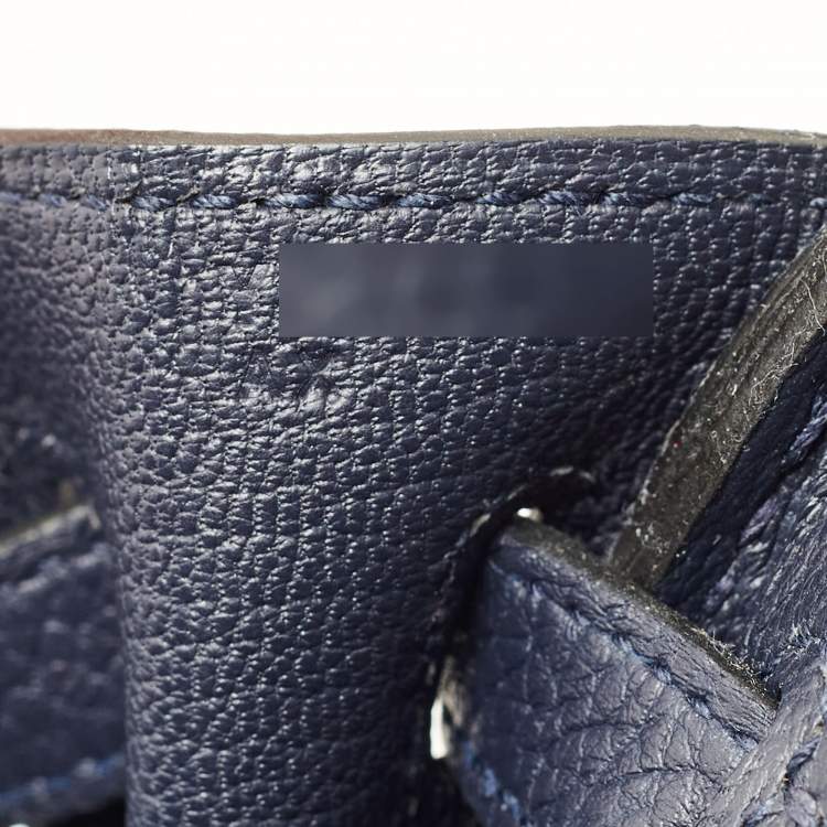 Pre Owned Hermes Bleu Nuit Togo Leather Gold Finish Birkin 25 Bag