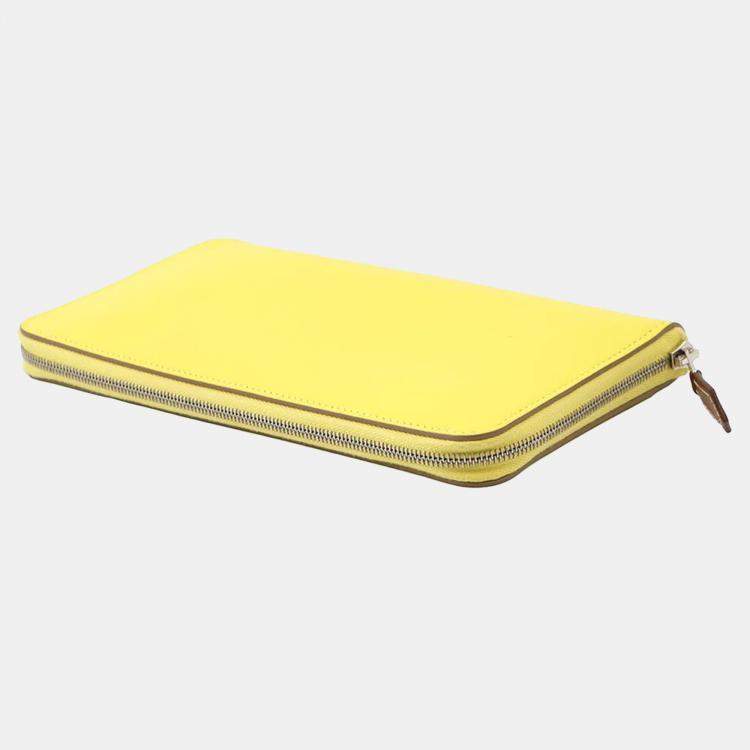 Pre Owned Hermes Azap Long Lime Evercolor Leather Wallet